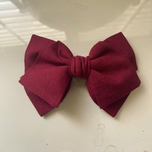 Hand made wine color ribbon hair clip